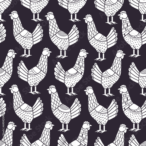 Fototapeta Chickens seamless pattern