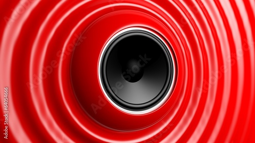 altavoz-con-onda-capilar-abstracta-roja