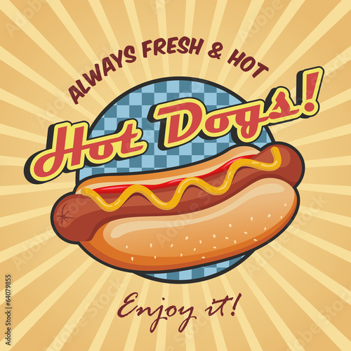 Fototapeta American hot dog poster template