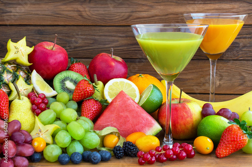 Fototapeta Fruits and juice
