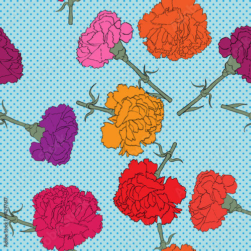 Fototapeta carnations seamless pattern