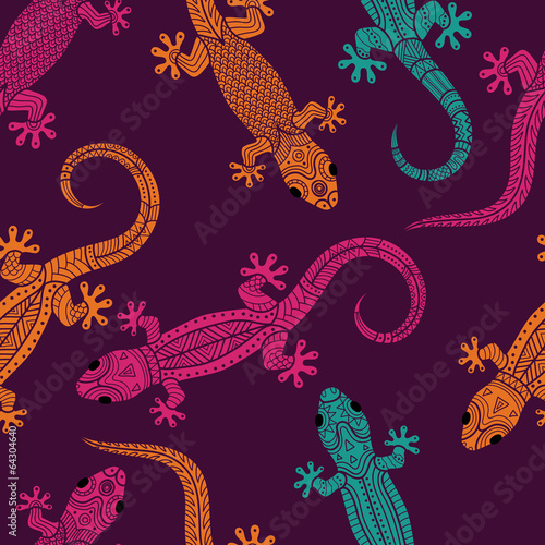  Lizards seamless pattern