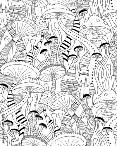  Mushrooms seamless pattern
