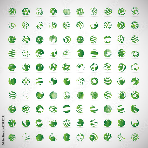  Sphere Icons Set - Isolated On Gray Background