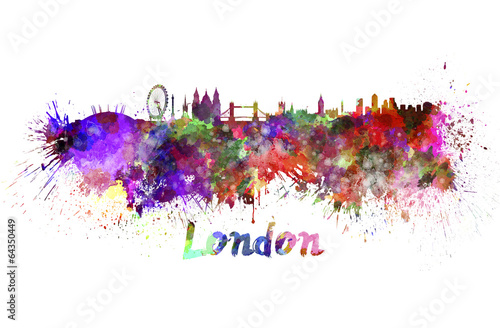 Fototapeta London skyline in watercolor