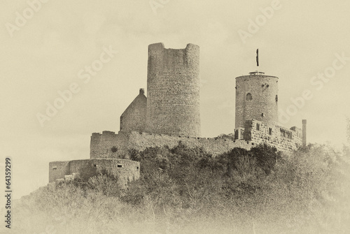 Fototapeta Burg Münzenberg in der Wetterau als Skizze