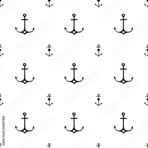 Fototapeta Seamless hand drawn nautical pattern