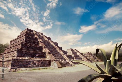 Fototapeta Photo Composite of Aztec pyramid, Mexico, not a real place