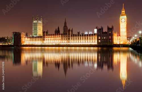 Fototapeta London at night - Houses of parliament, Big Ben