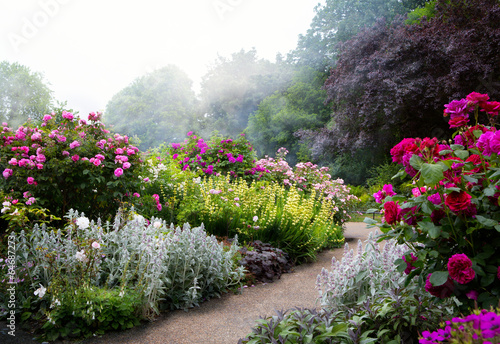 Art flowers in the morning in an English park