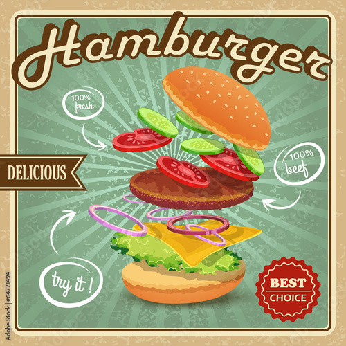  Hamburger retro poster