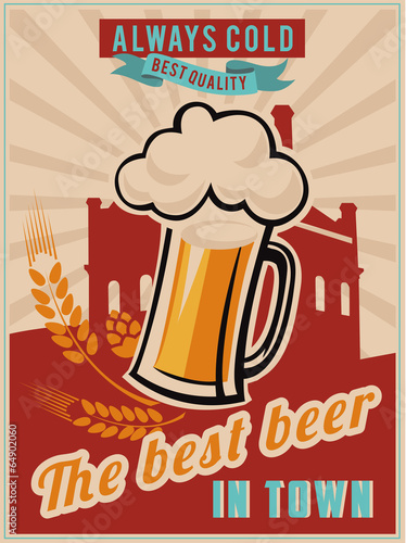 Fototapeta Retro beer vector poster.