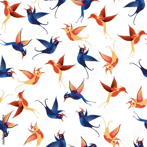 Fototapeta Birds seamless pattern. Vector texture on light background.