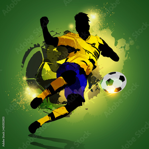 Fototapeta Colorful soccer player shooting