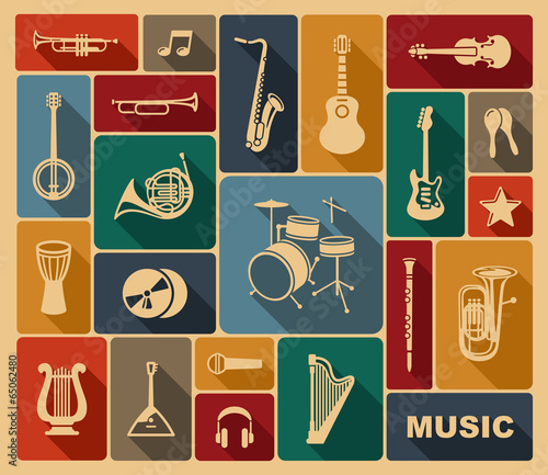 Fototapeta houettes of musical instruments