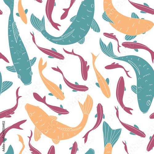 Fototapeta Fishes seamless pattern