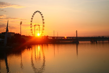 early morning city Singapore, sun rise cityscape