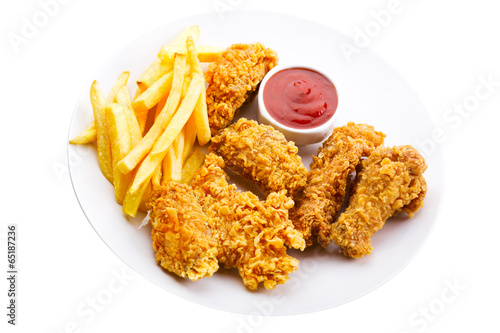 Fototapeta plate of fried chicken