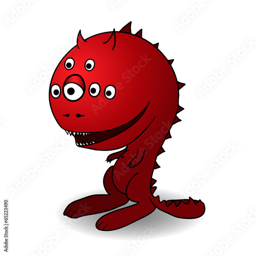Fototapeta Hand drawn vector cartoon monster, red devil character