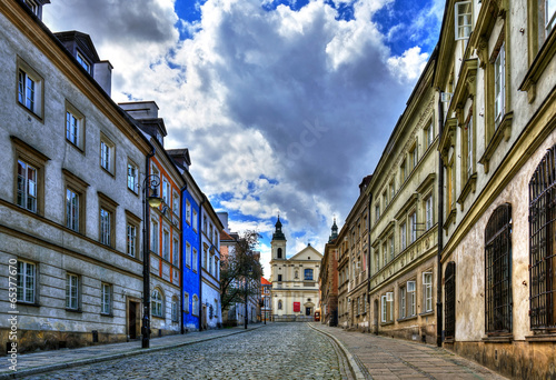 Lacobel Street of the old town in Warsaw. Street Mostowa