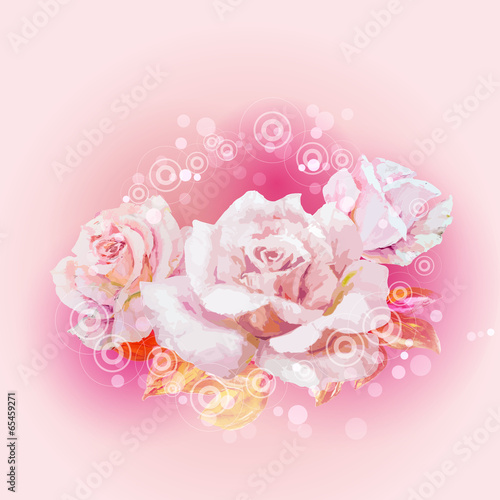 Lacobel Rose. Summer flowers invitation template card