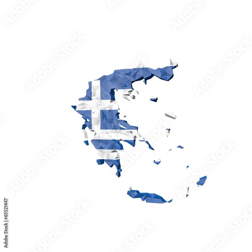  Low Poly Greece Map with National Flag