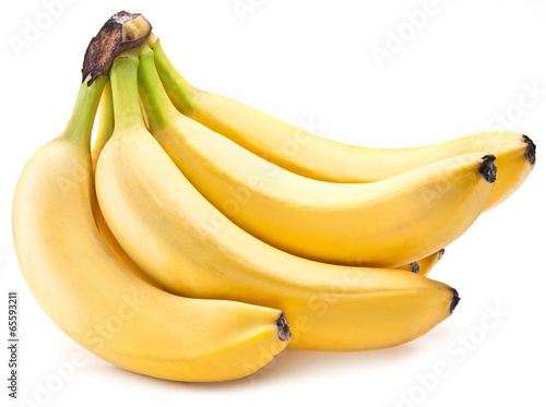 Banana fruits on over white. © volff