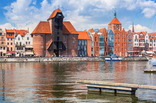  The medieval port crane over Motlawa river in Gdansk, Poland