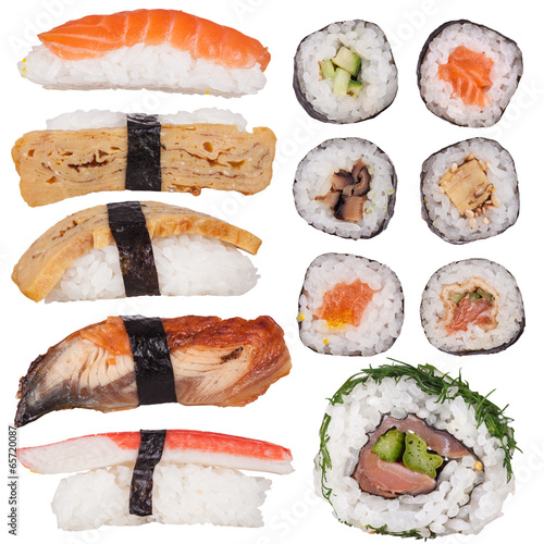 Fototapeta Japanese seafood sushi set