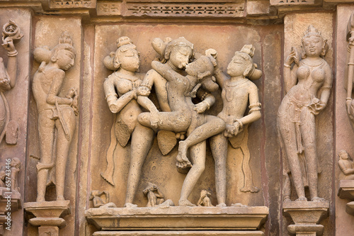  Erotic Temple in Khajuraho. Madhya Pradesh, India.