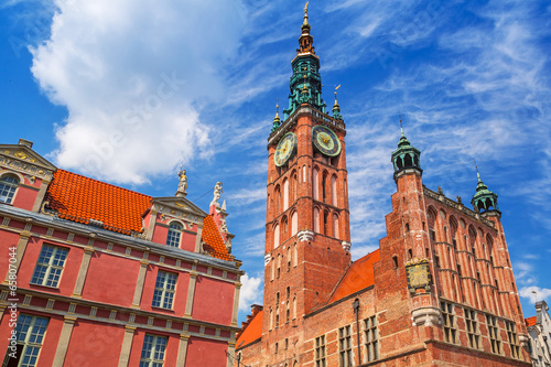 Fototapeta Architecture of historical city hall in Gdansk, Poland