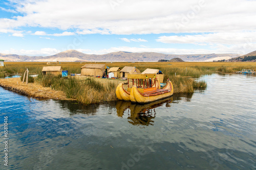 Fototapeta Floating Islands on Lake Titicaca Puno, Peru, South America