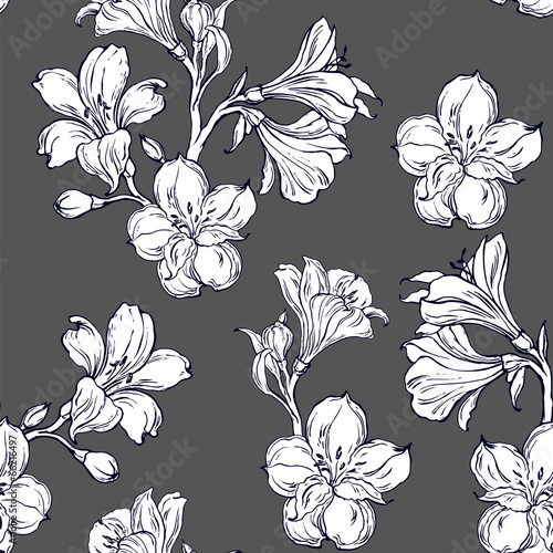  Seamless pattern with orhid