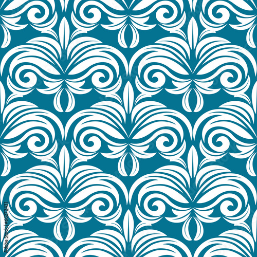 Fototapeta Blue and white seamless pattern
