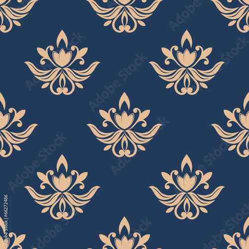 Fototapeta Blue and beige seamless pattern