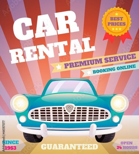  Car rental retro poster