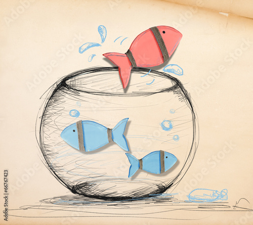  Fish Escaping from Fishbowl
