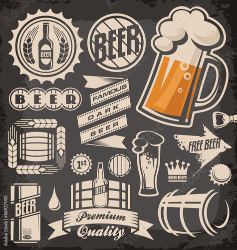  Set of beer emblems, symbols and logos