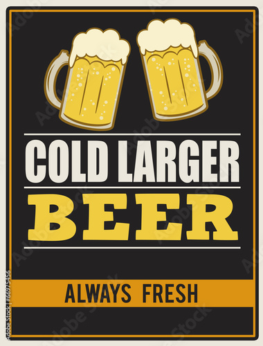 Fototapeta Cold larger beer retro poster