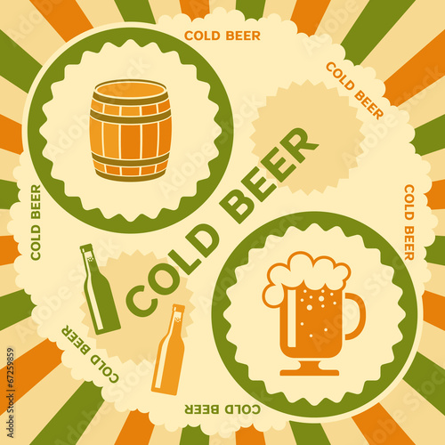  Beer poster retro design. Vector illustration