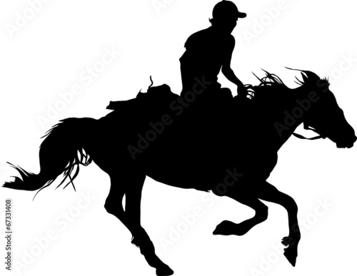  Silhouette of the equestrian of the jockey riding on a horse
