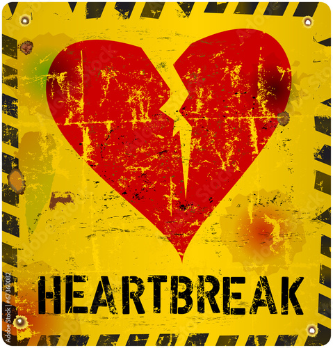 Warning Sign Heartbreak Love Concept Vector Illustration Poster Id F