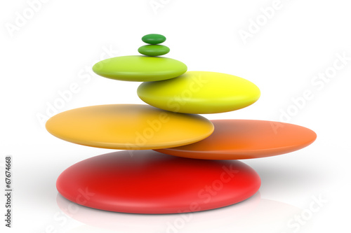Fototapeta Impossible Balancing Colored Zen Stones