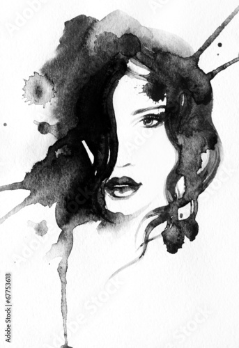  woman portrait .abstract watercolor .fashion background