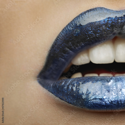 close-up of beautiful womanish lips Tableau sur Toile