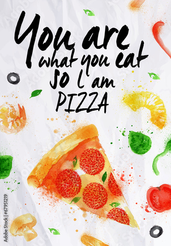 Lacobel Pizza watercolor You are what you eat so l am pizza