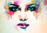 woman portrait  .abstract  watercolor .fashion background poster