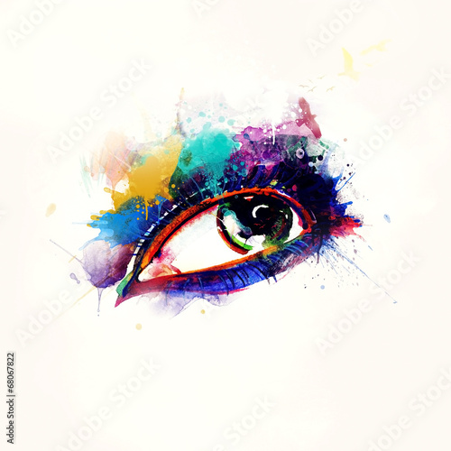 Lacobel Woman eye . Hand painted fashion illustration