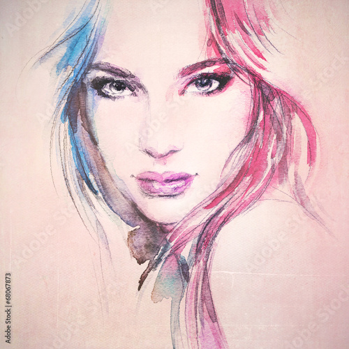 Fototapeta oman portrait .abstract watercolor .fashion background