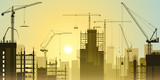 Construction Site with Tower Cranes poster